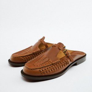 Zara Leather Slide Loafers